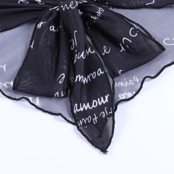 Semi Sheer Asymmetrical Front W/Red Rose Deep V Bilingual Graphic 🌹 Cami Top 🌹 - Picture 10 of 11